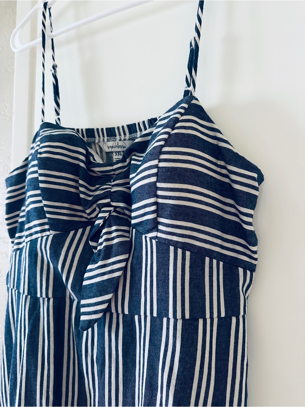 Speechless Navy & White Striped Tie-Front Dress Size XXL - Picture 3 of 8